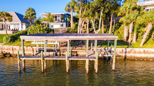 view of dock featuring a water view