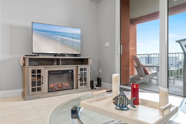 view of tiled living room