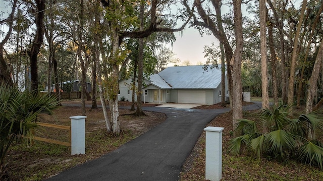 view of front of house with a garage