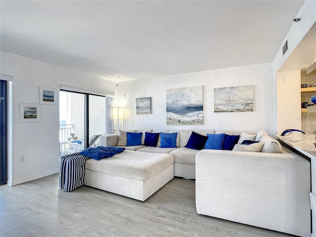 living room featuring light hardwood / wood-style floors