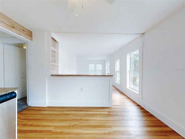 unfurnished living room featuring light hardwood / wood-style flooring