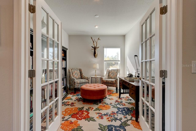 living area with french doors