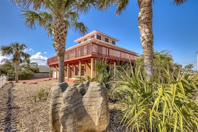 view of front of house with a deck