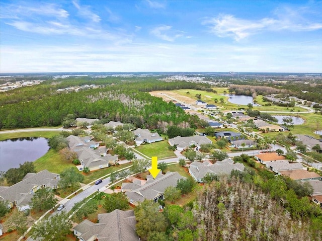 bird's eye view featuring a water view