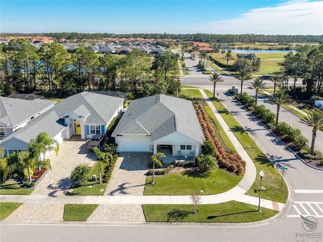 bird's eye view featuring a water view