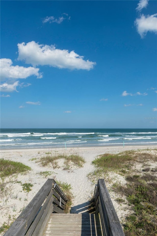 property view of water with a beach view