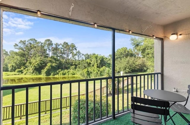 balcony with a water view