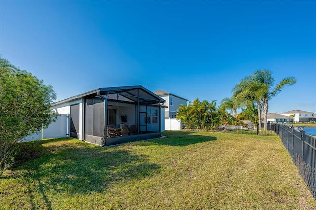 view of yard with a lanai