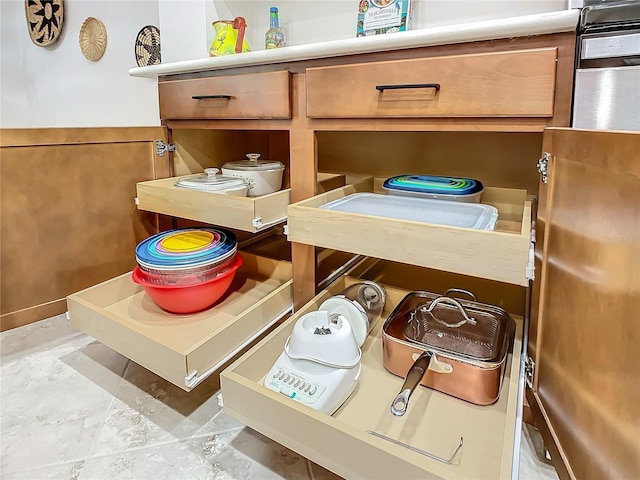 room details with brown cabinetry