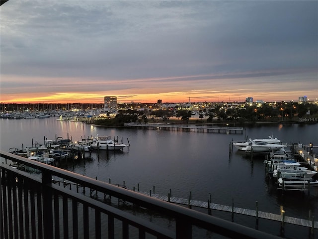 water view with a boat dock