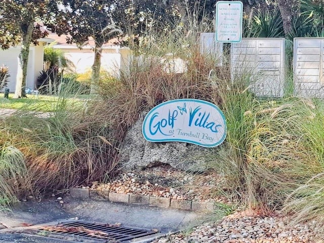 view of community sign