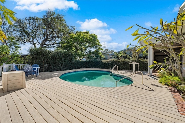 view of pool featuring a deck