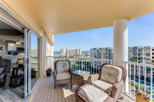 balcony with a water view