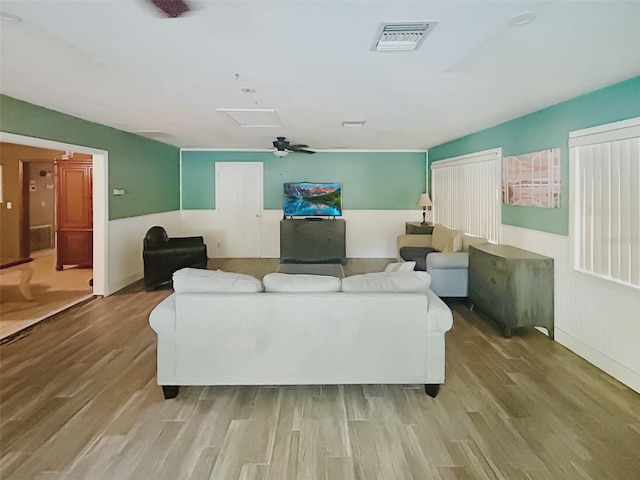 living room featuring light hardwood / wood-style floors