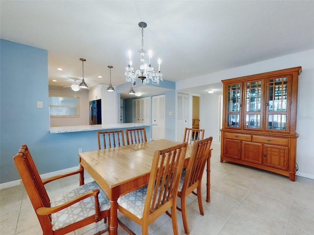 view of tiled dining area