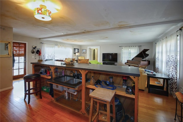 interior space featuring sink and hardwood / wood-style flooring