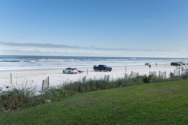 property view of water featuring a view of the beach