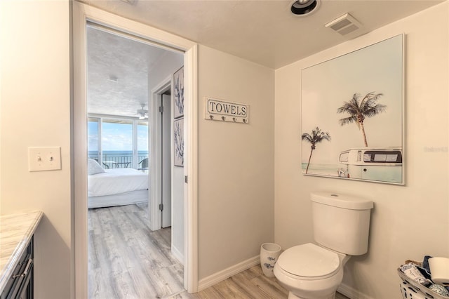 bathroom with wood-type flooring and toilet