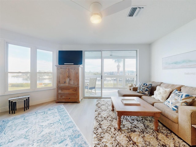 living room featuring light hardwood / wood-style flooring