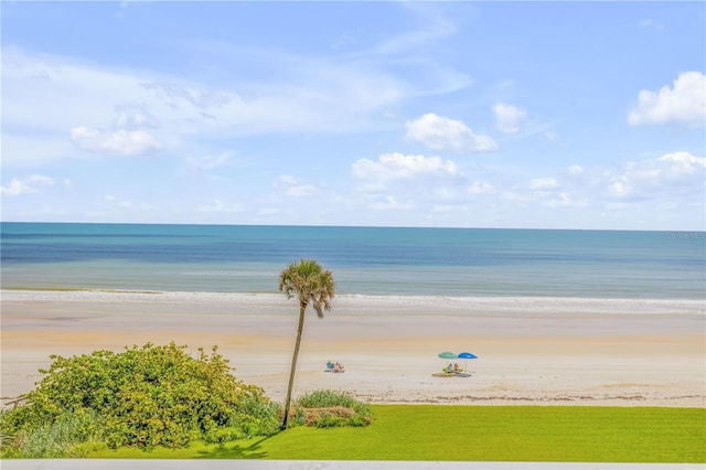 view of water feature with a view of the beach