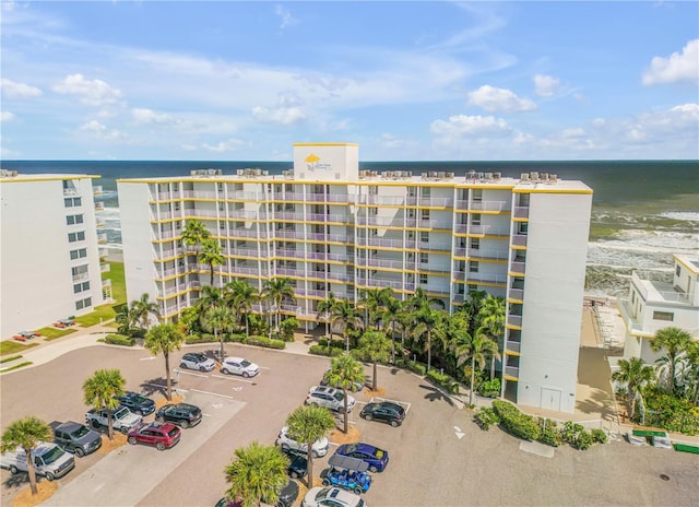 view of building exterior featuring a water view