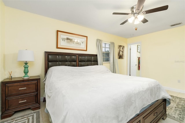 bedroom featuring ceiling fan