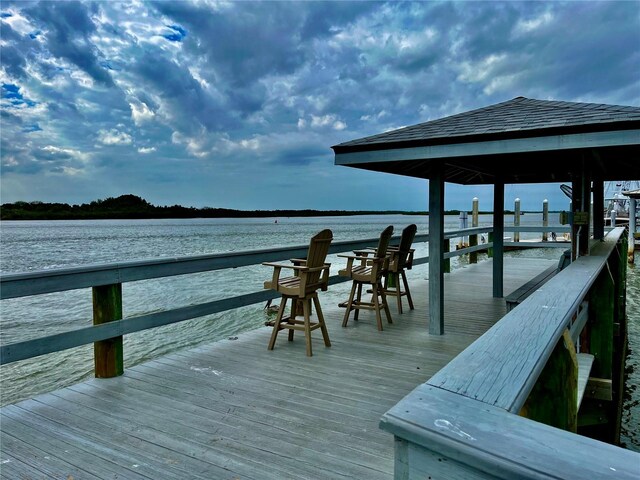 view of dock featuring a water view