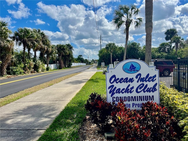 view of community sign