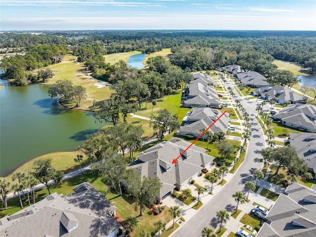 bird's eye view featuring a water view