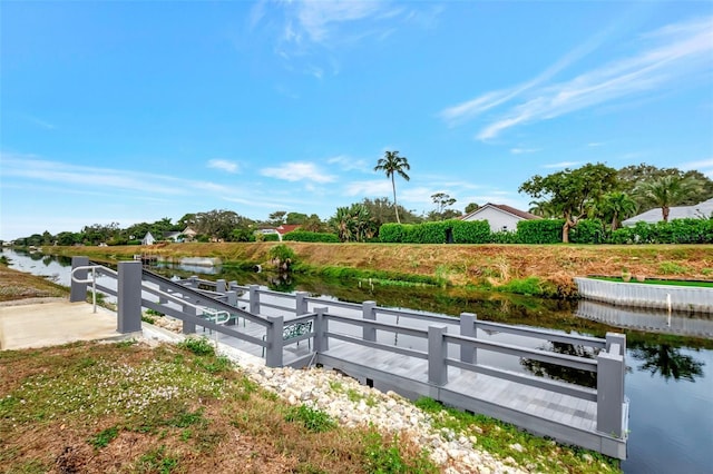 view of property's community with a water view