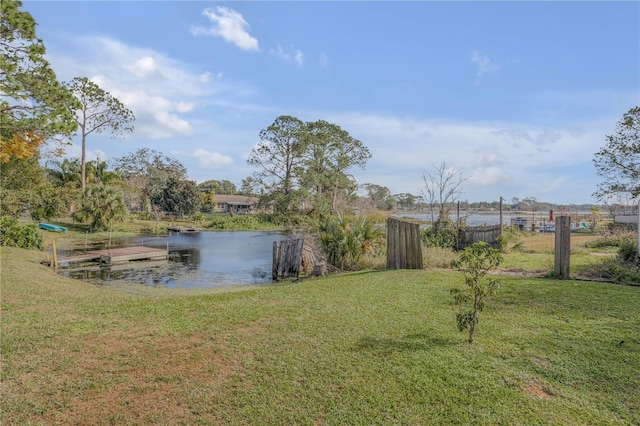 view of yard with a water view