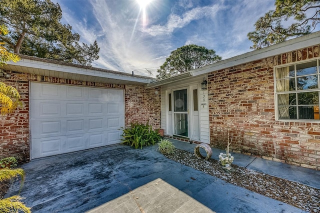 exterior space featuring a garage