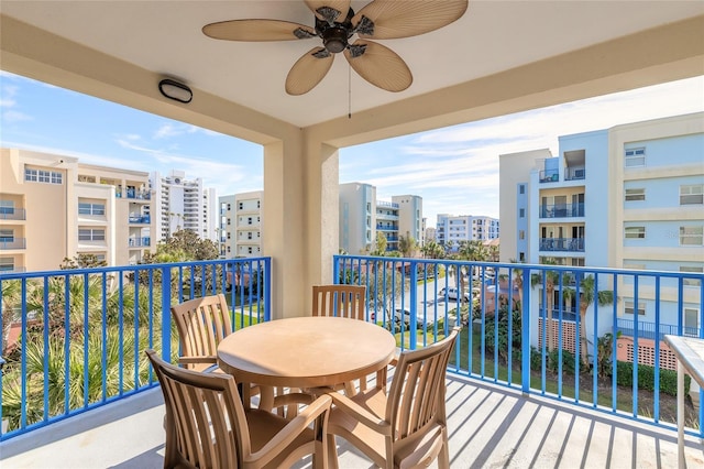 balcony with ceiling fan