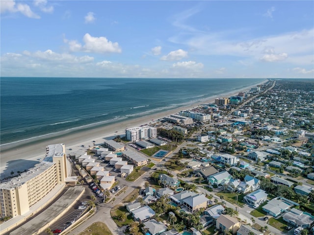 aerial view featuring a beach view and a water view