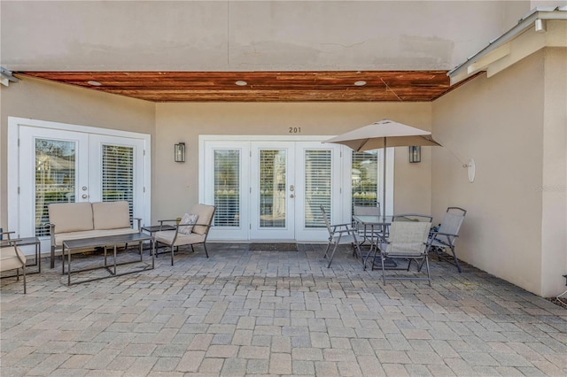 view of patio / terrace with outdoor lounge area and french doors