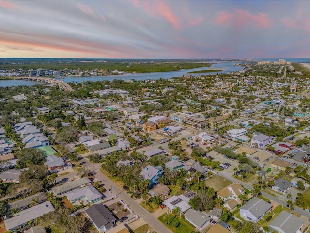 201 S Cooper St, New Smyrna Beach, FL 32169 - bird's eye view featuring a water view and a residential view