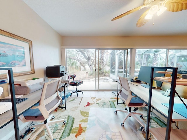 home office featuring ceiling fan