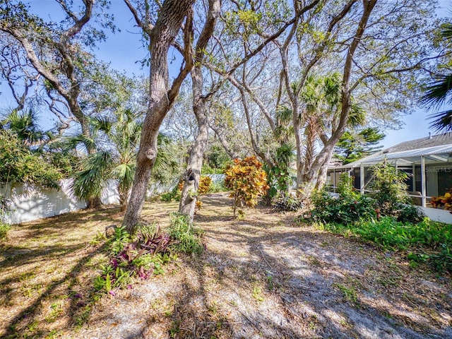 view of yard with a lanai