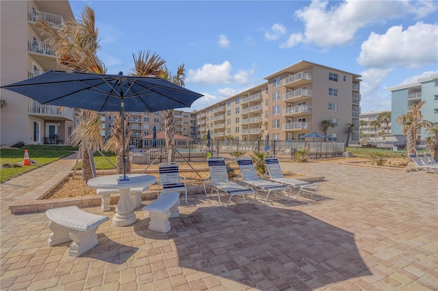 view of community featuring a patio area