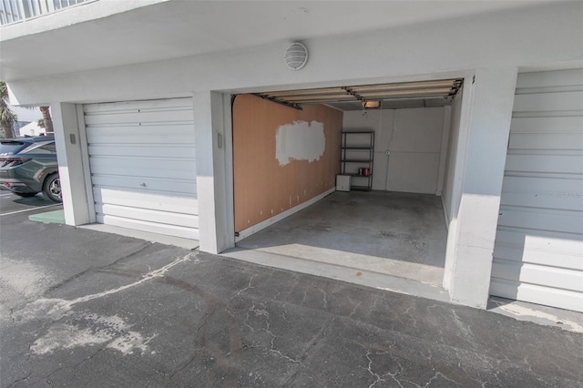 garage with a garage door opener