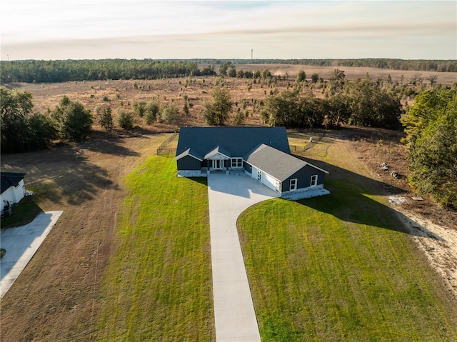 drone / aerial view featuring a rural view