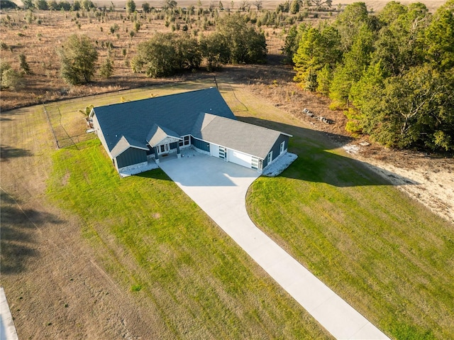 drone / aerial view with a rural view