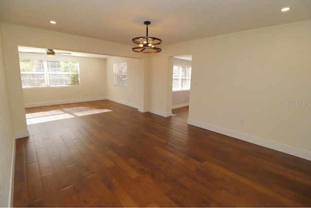 empty room featuring dark hardwood / wood-style floors