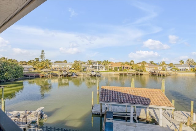 view of dock featuring a water view