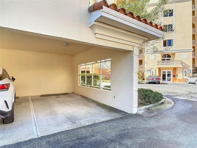 view of home's exterior with stucco siding