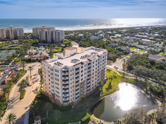 drone / aerial view with a water view and a city view