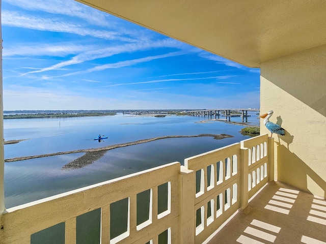 balcony with a water view