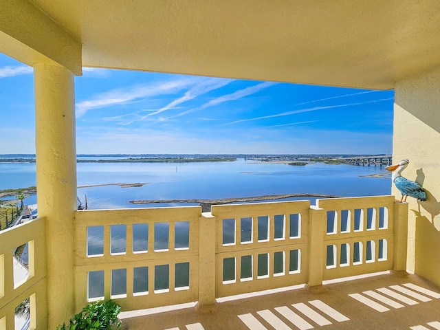 balcony with a water view