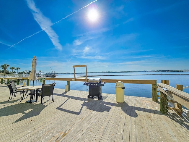 view of dock featuring a water view