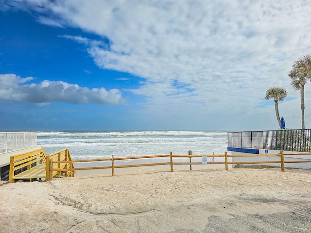 property view of water featuring a view of the beach